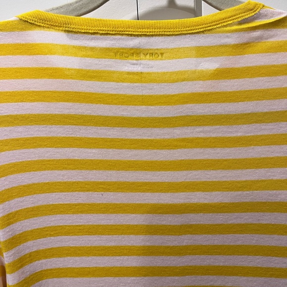 TORY SPORT PRE-LOVED AUTHENTIC YELLOW/WHITE STRIPES LONG SLEEVES COTTON T-SHIRT - Picture 5 of 14